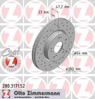 Диск тормозной ZIMMERMANN 280.3171.52