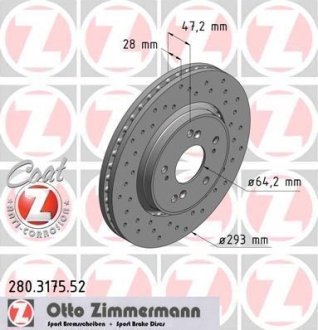 Диск тормозной ZIMMERMANN 280.3175.52