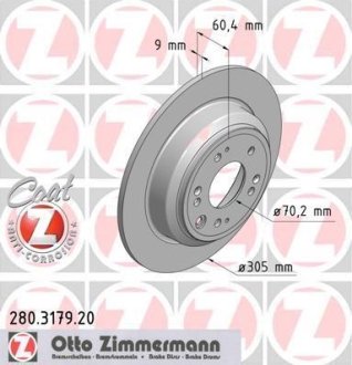 Диск тормозной ZIMMERMANN 280.3179.20