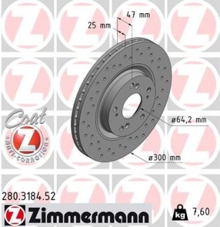 Диск тормозной ZIMMERMANN 280.3184.52