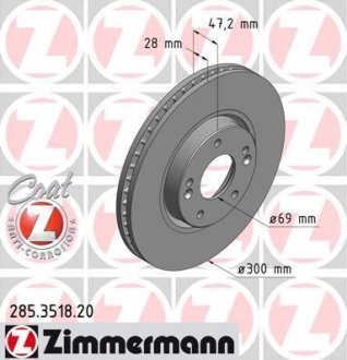 Диск тормозной ZIMMERMANN 285.3518.20