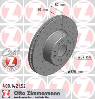 Диск тормозной ZIMMERMANN 400.1421.52