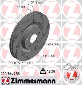 Диск тормозной ZIMMERMANN 400.3649.55