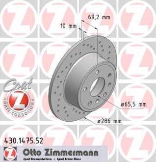 Диск тормозной ZIMMERMANN 430.1475.52