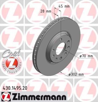 Диск тормозной ZIMMERMANN 430.1495.20