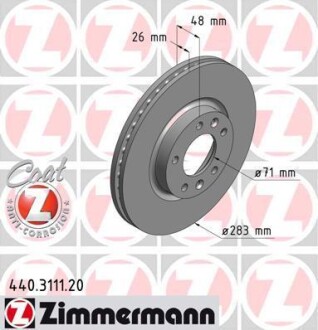 Диск тормозной ZIMMERMANN 440.3111.20