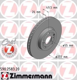 Диск тормозной ZIMMERMANN 590.2583.20