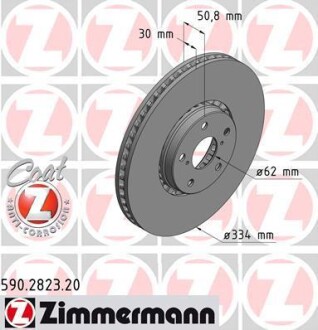 Диск тормозной Coat Z правий ZIMMERMANN 590282320