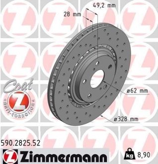 Диск тормозной ZIMMERMANN 590.2825.52