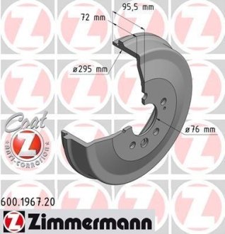 Барабан тормозной ZIMMERMANN 600.1967.20