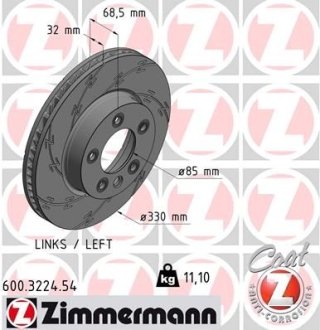 Диск тормозной ZIMMERMANN 600.3224.54