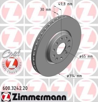 Диск тормозной ZIMMERMANN 600.3242.20