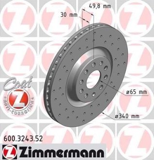 Диск тормозной Sport ZIMMERMANN 600.3243.52