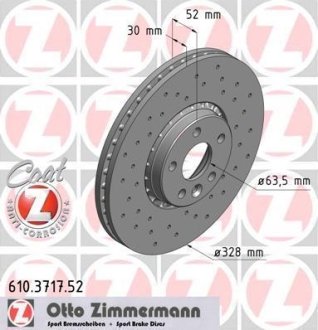 Диск тормозной ZIMMERMANN 610.3717.52